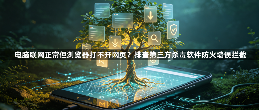 电脑联网正常但浏览器打不开网页？排查第三方杀毒软件防火墙误拦截1